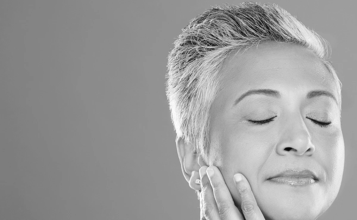 mature woman with glowing skin